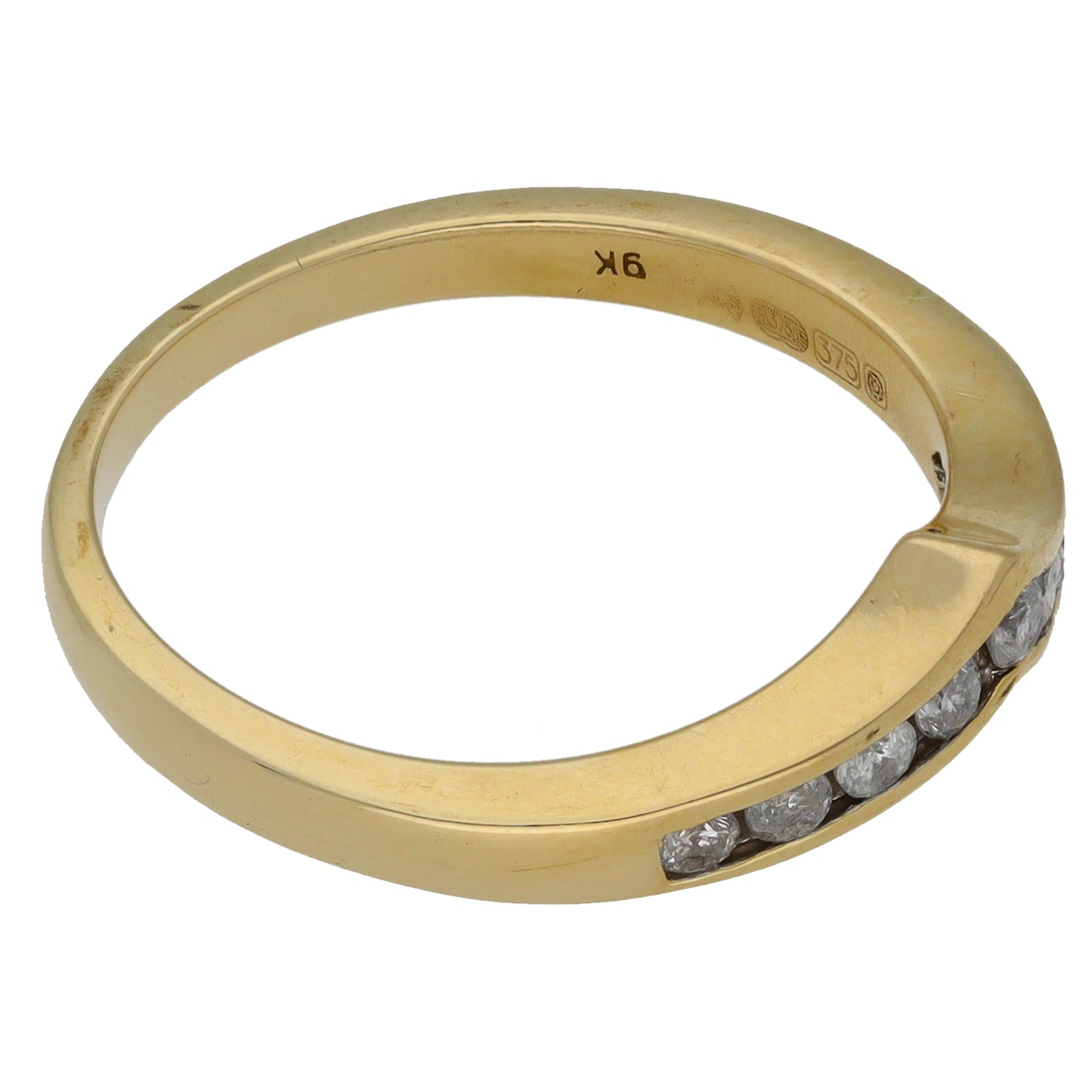 9ct Gold 0.18ct Diamond Half Eternity Ring Size M