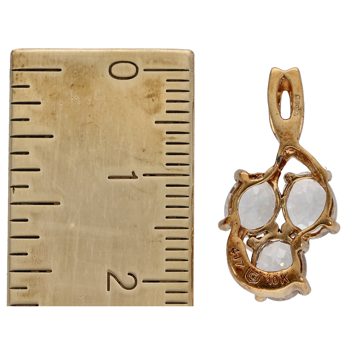 9ct Gold Zircon Three Stone Pendant