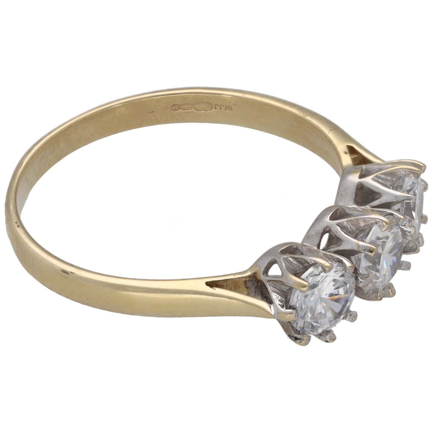 9ct Gold Cubic Zirconia Three Stone Ring Size Q