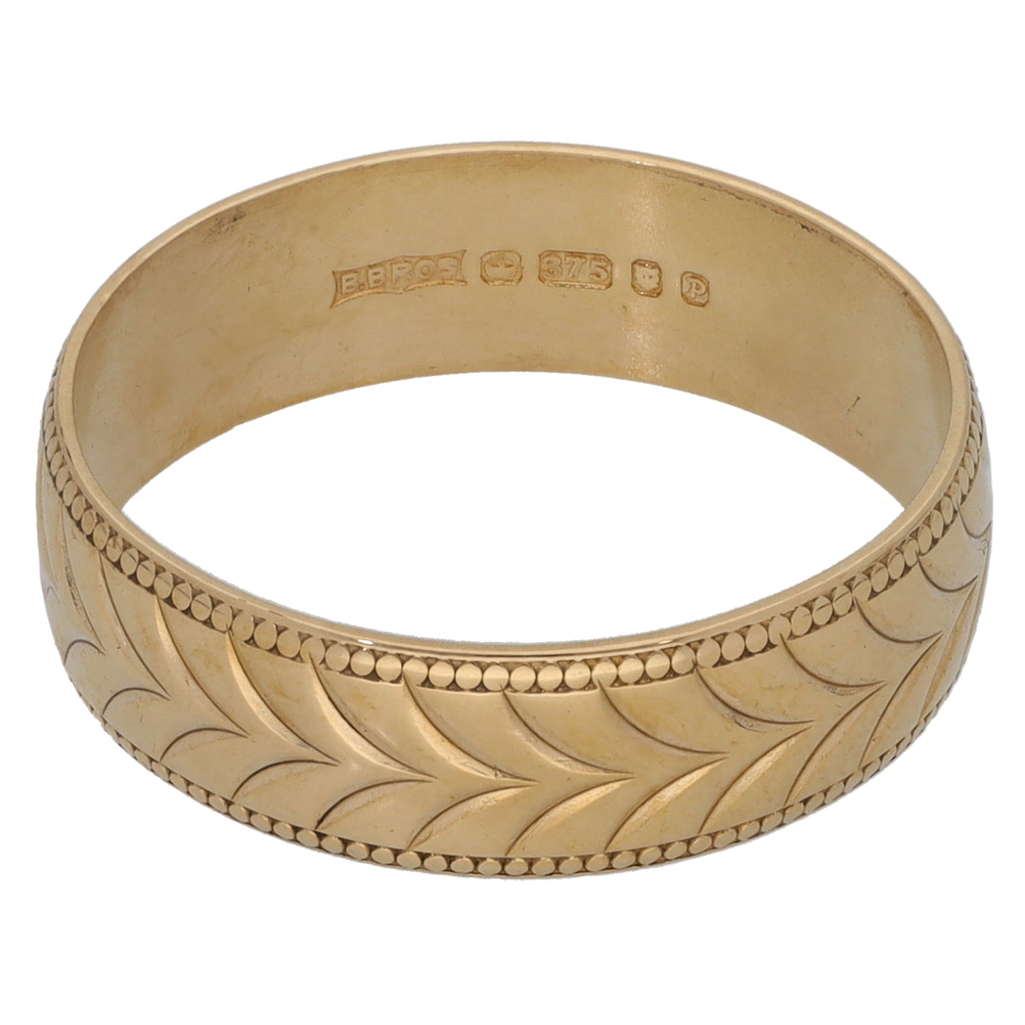 9ct Gold Patterned Wedding Ring Size M