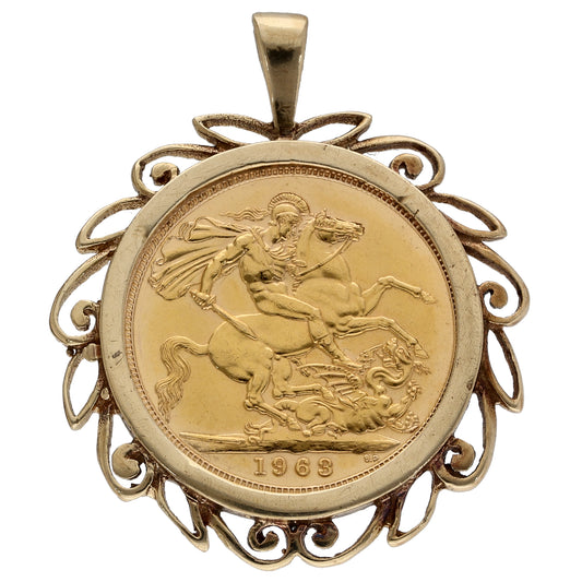9ct Gold Full Sovereign Coin Pendant