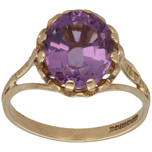 9ct Gold Amethyst Single Stone Ring Size K
