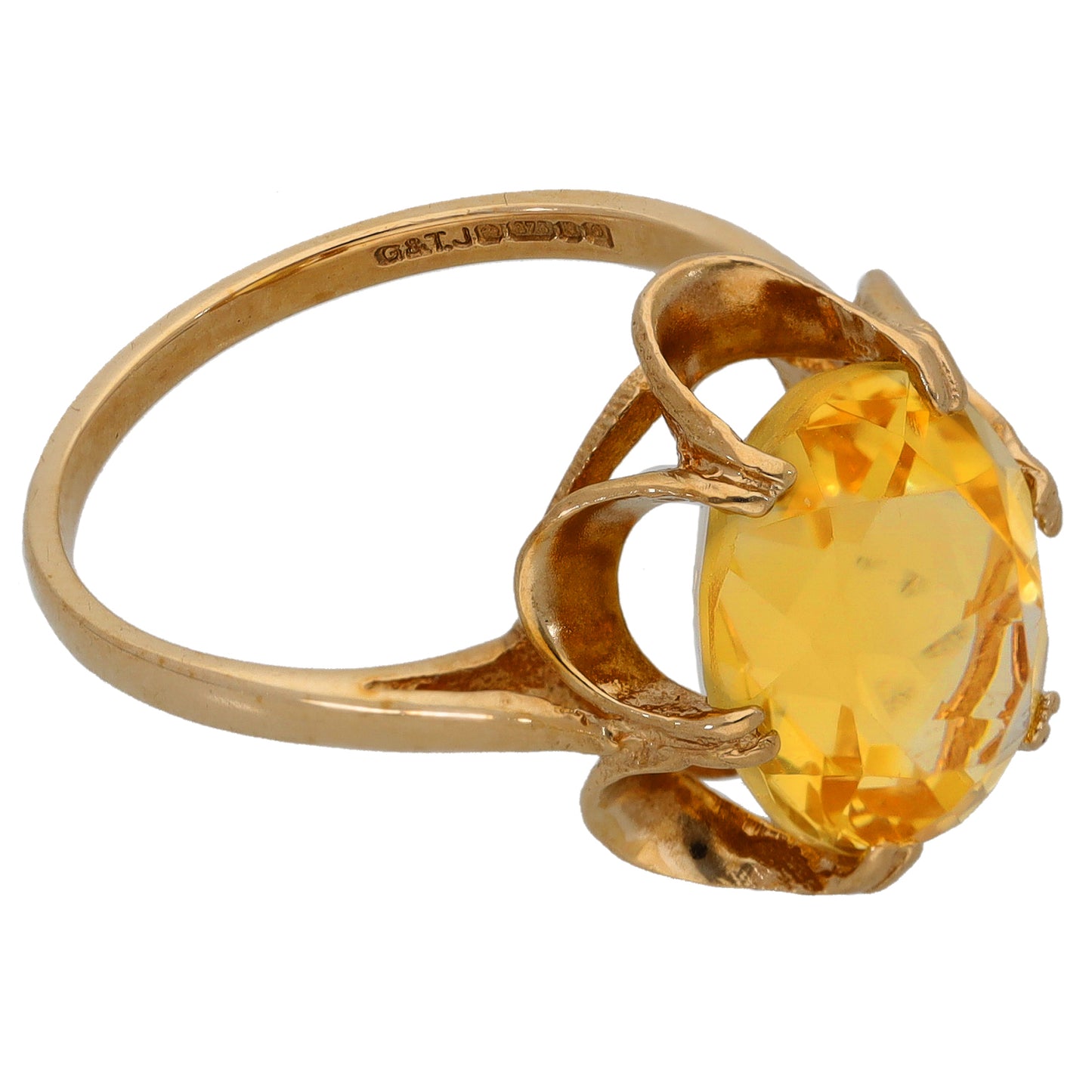 9ct Gold Citrine Single Stone Ring Size P