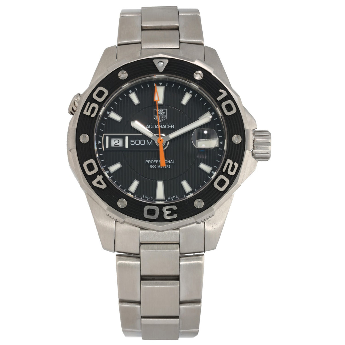 Tag Heuer Aquaracer WAJ1110, black dial in stainless steel case and bracelet