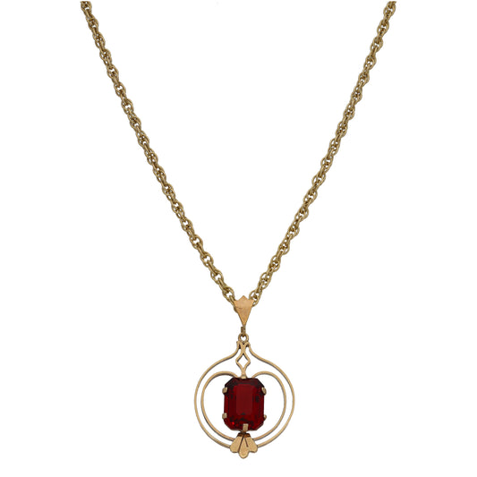 9ct Gold Imitation Dress/Cocktail Pendant With Chain