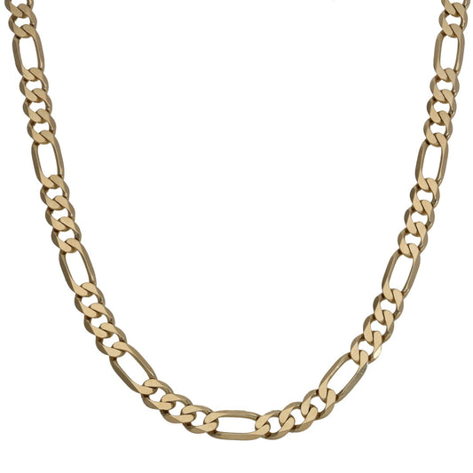 9ct gold Figaro chain necklace with flat linked curb-style links