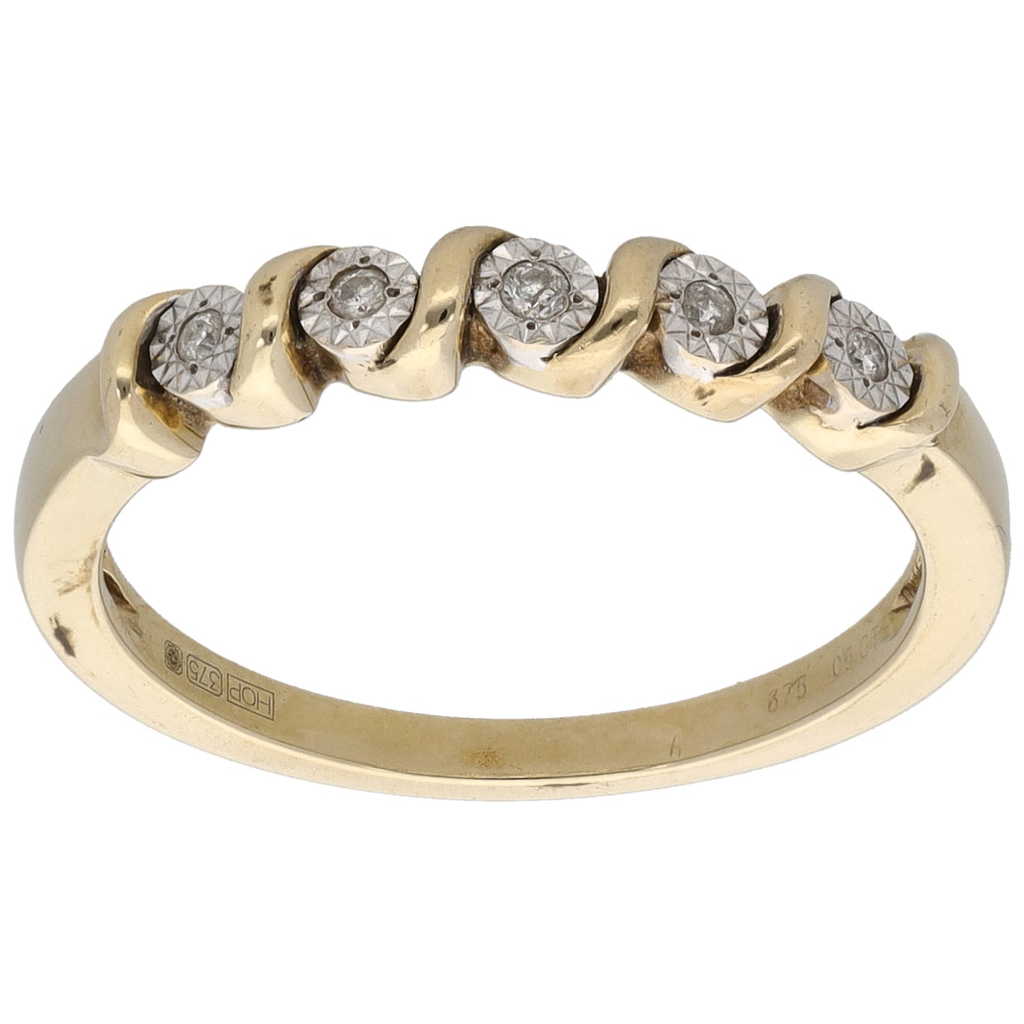 9ct Gold 0.05ct Diamond Half Eternity Ring Size N