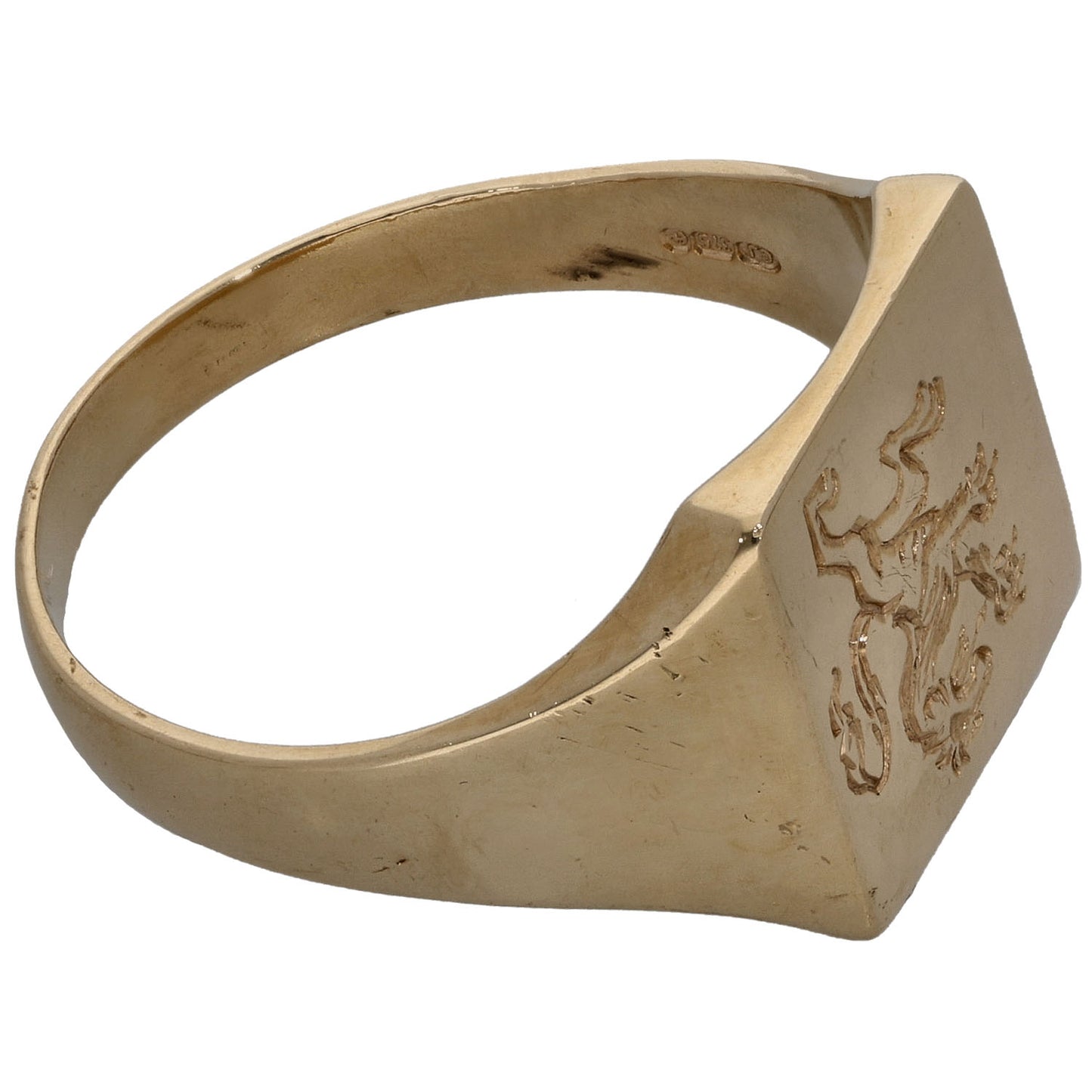 9ct Gold Patterned Signet Ring Size S