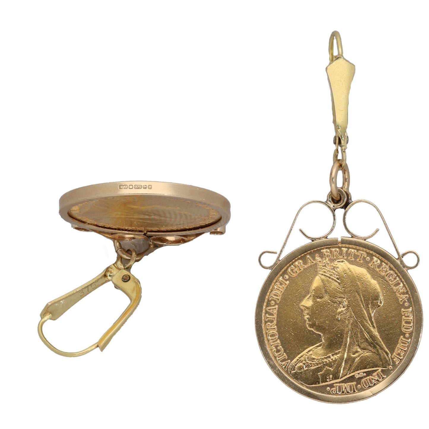 9ct Gold Half Sovereign Coin Earrings