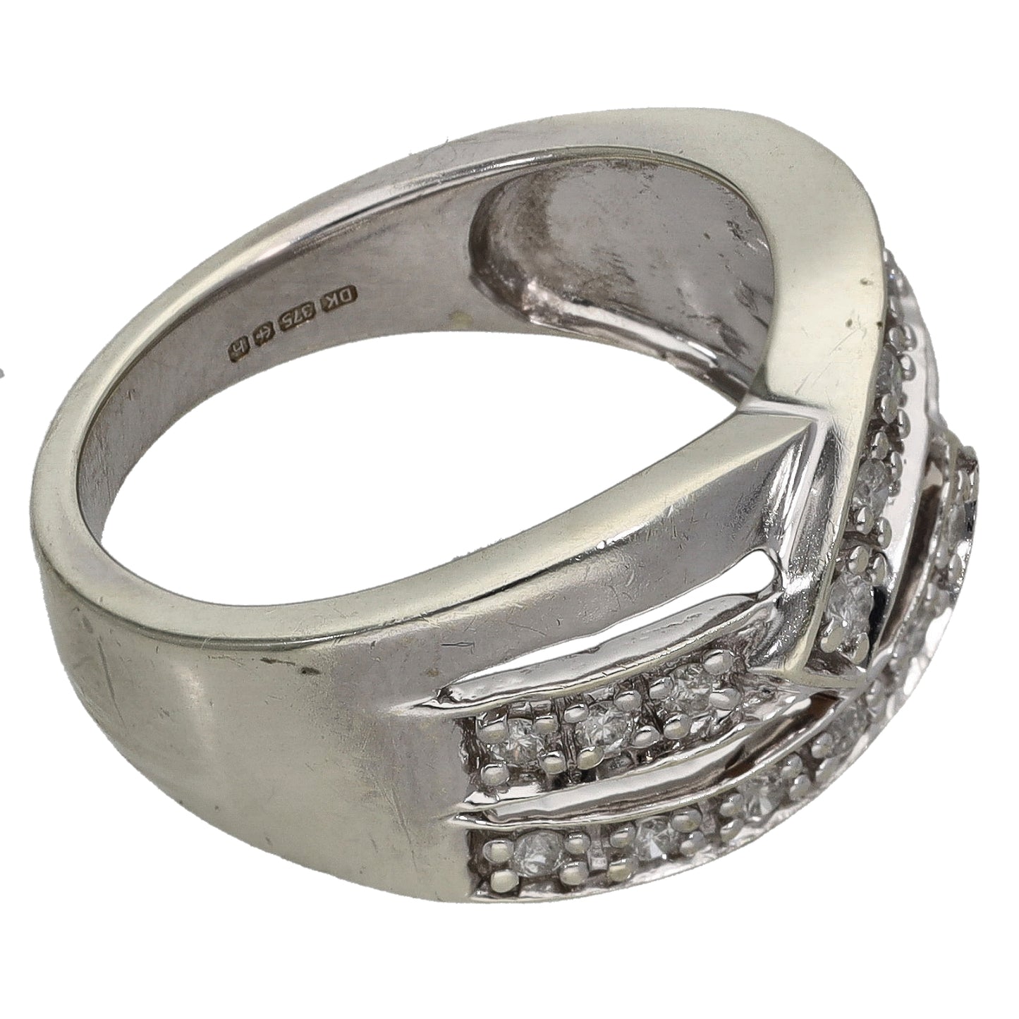 9ct White Gold 0.18ct Diamond Dress/Cocktail Ring Size N