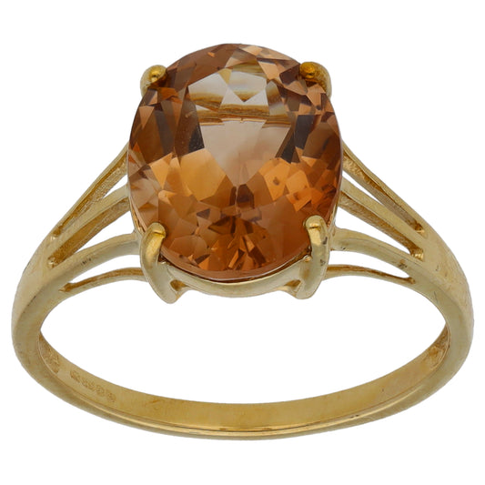 9ct Gold Topaz Single Stone Ring Size N