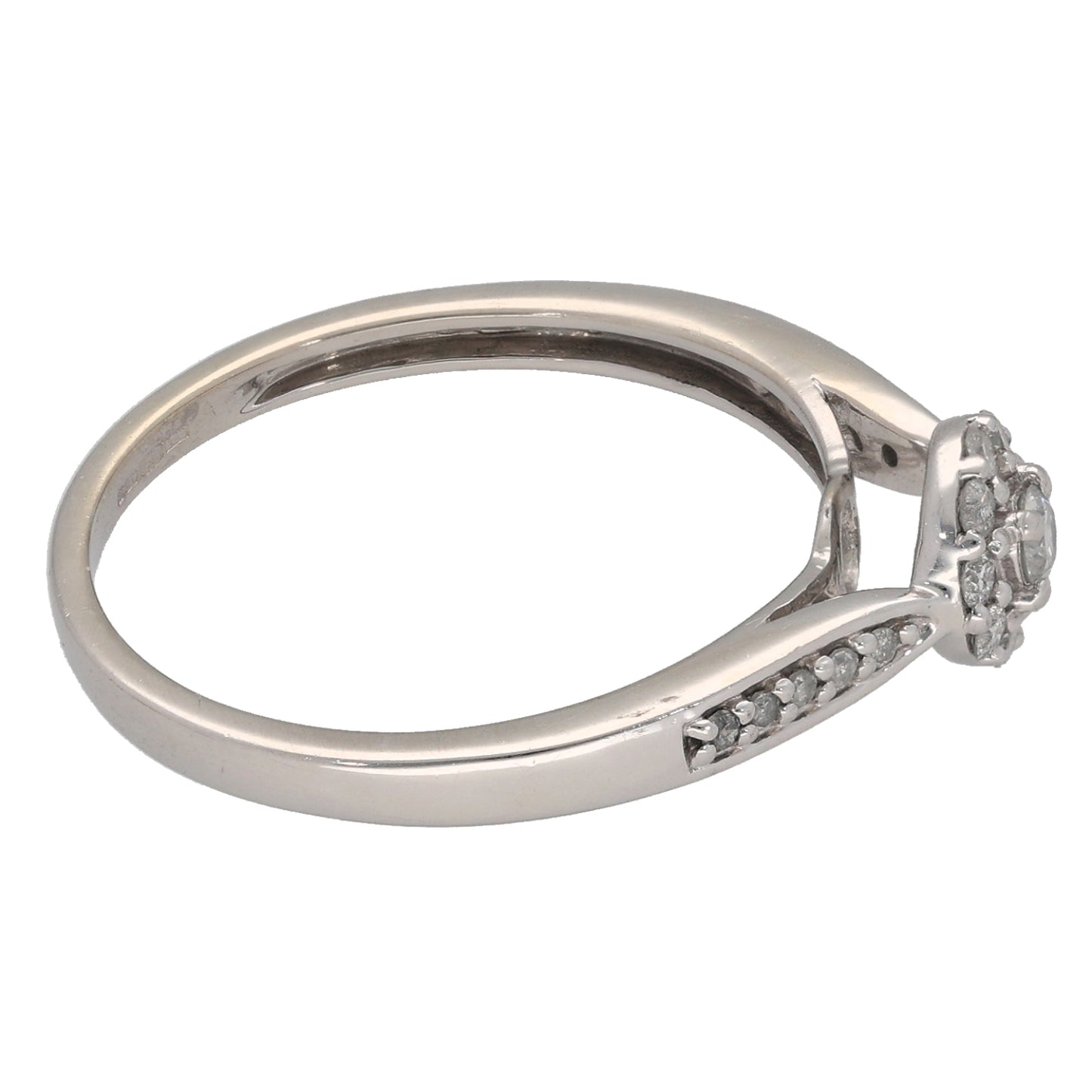 9ct White Gold 0.28ct Diamond Cluster Ring Size O