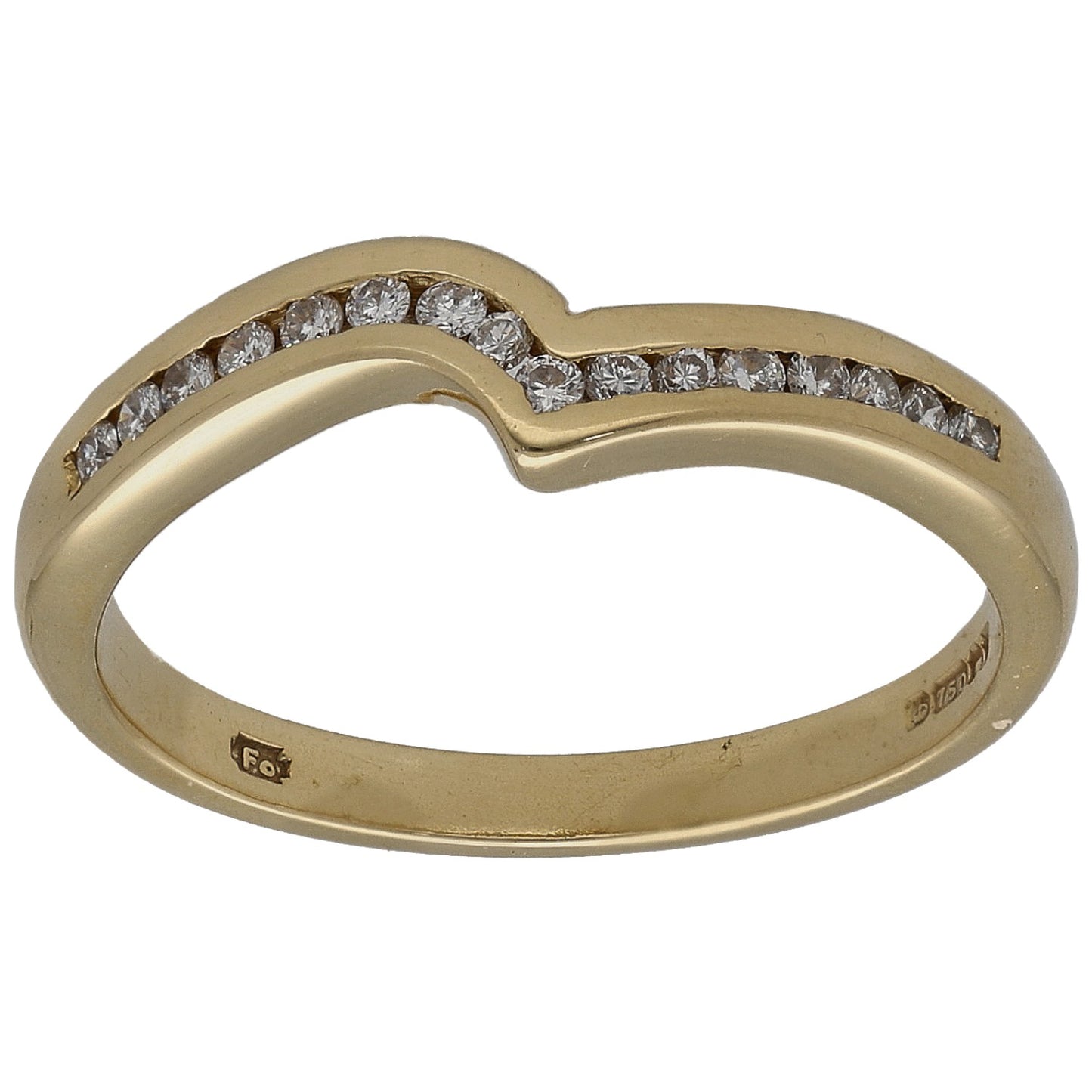 18ct Gold 0.16ct Diamond Wishbone Ring Size M