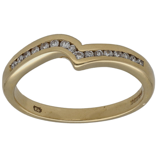 18ct Gold 0.16ct Diamond Wishbone Ring Size M