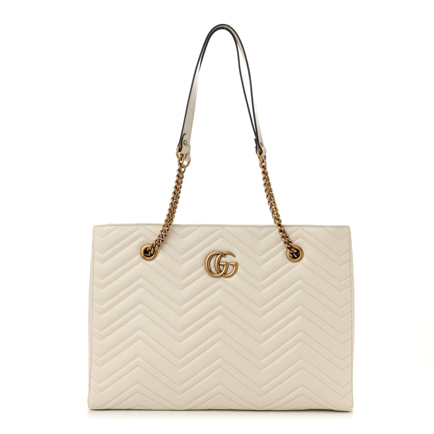 Gucci GG Marmont Tote Calfskin Matelasse Leather Bag - White