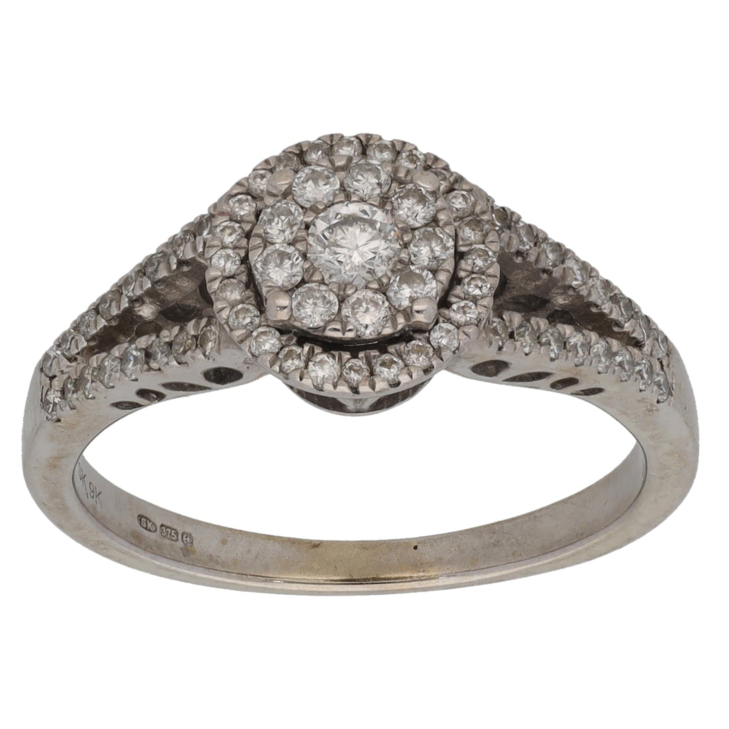 9ct Gold 0.44ct Diamond Cluster Ring Size M