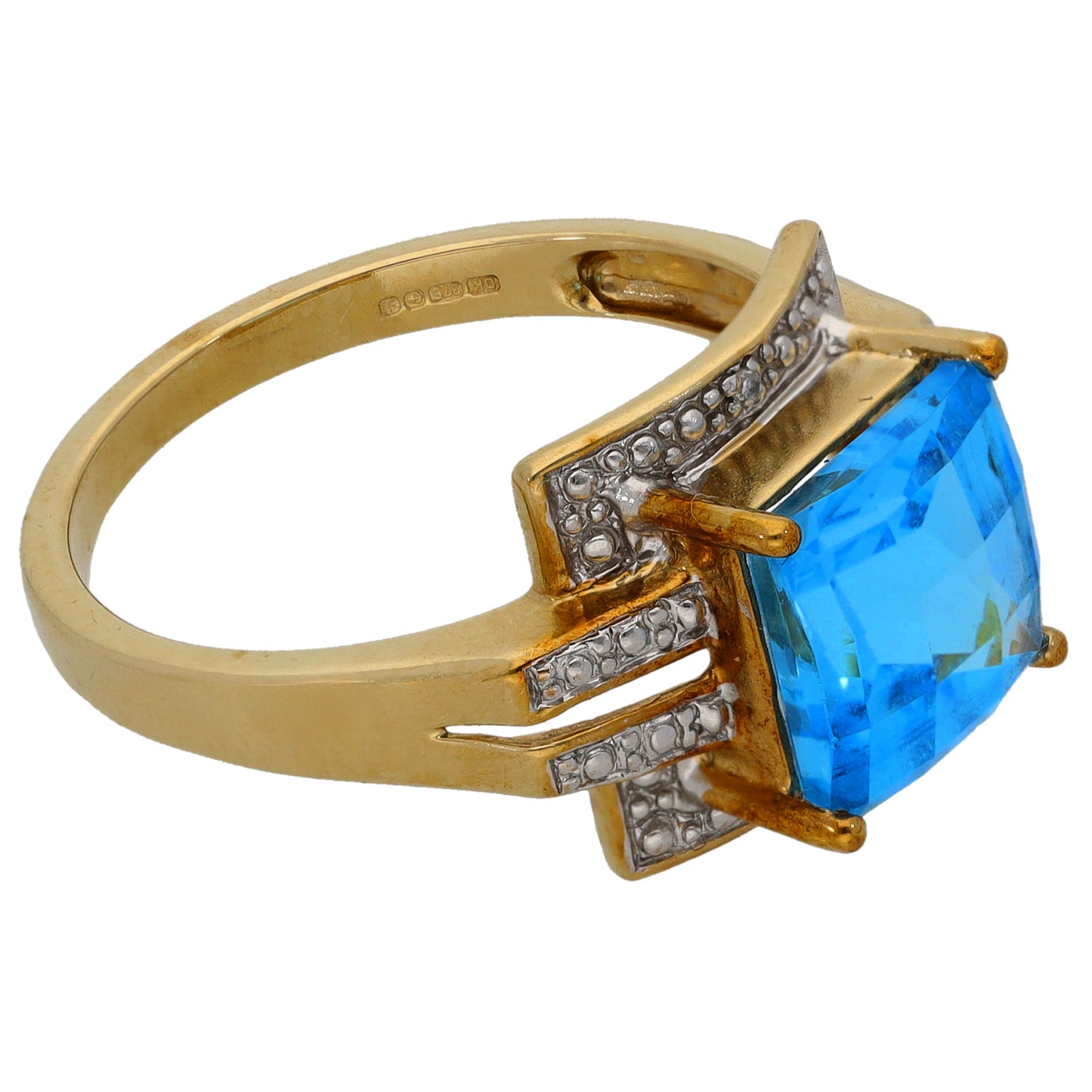 9ct Gold Topaz & 0.01ct Diamond Dress/Cocktail Ring Size N