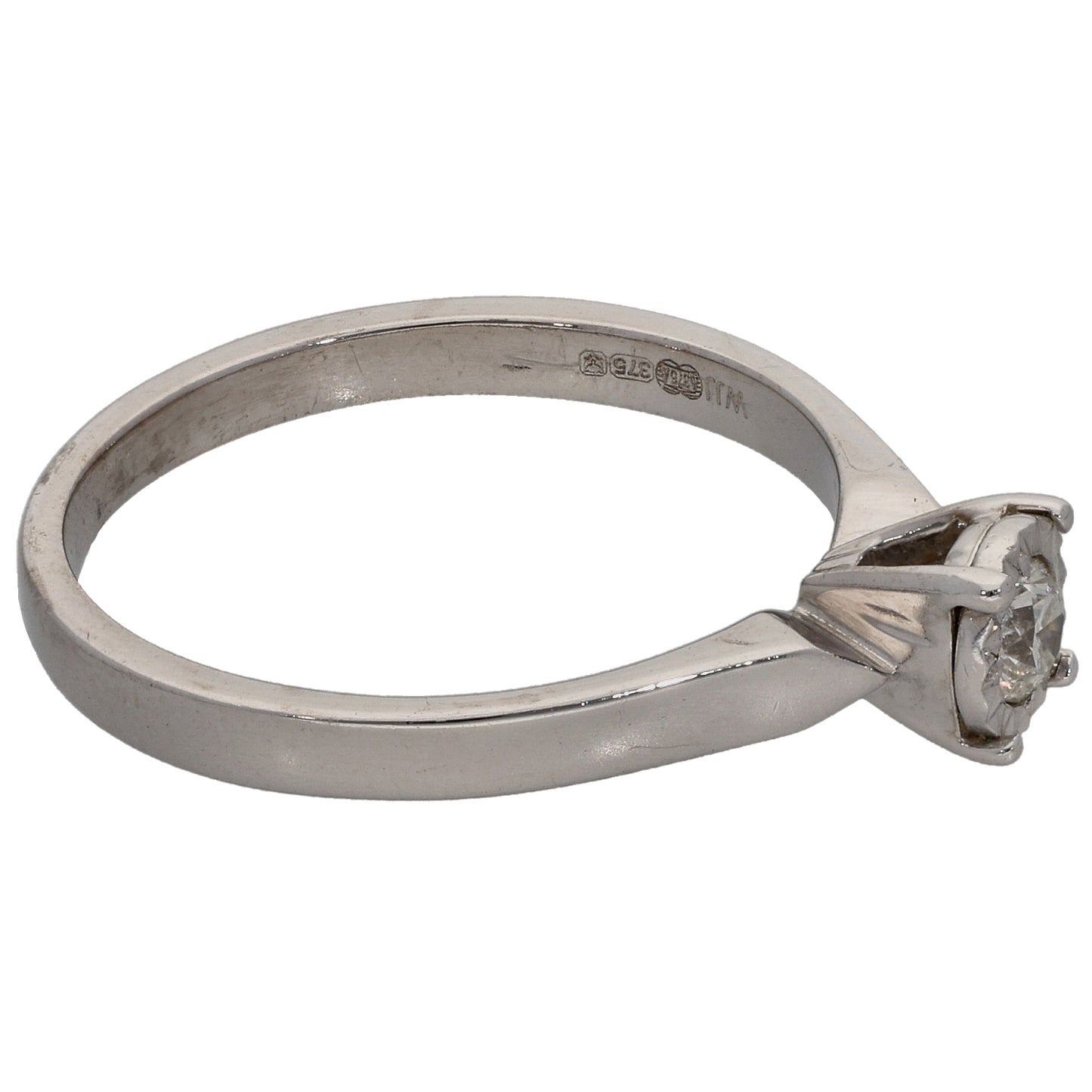 9ct White Gold 0.13ct Diamond Solitaire Ring Size N