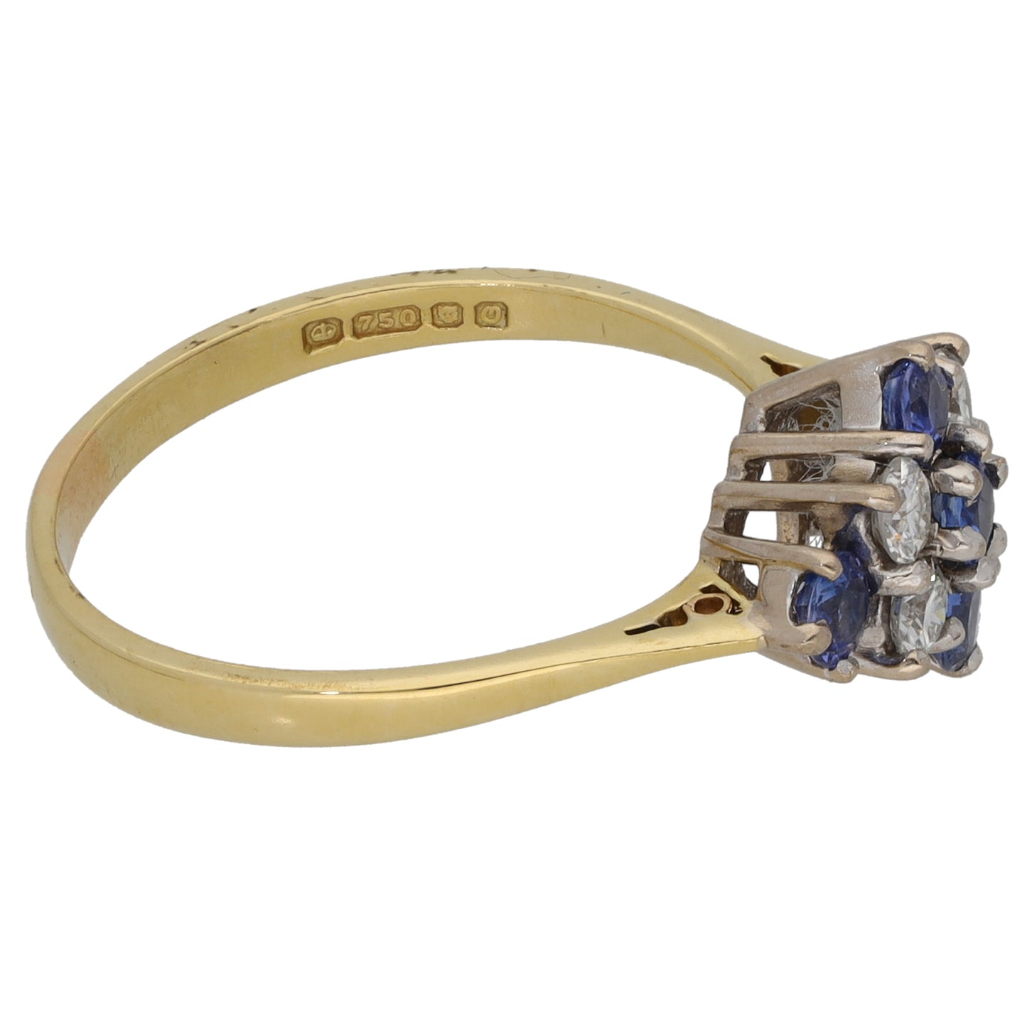 18ct Gold Sapphire & 0.28ct Diamond Dress/Cocktail Ring Size O