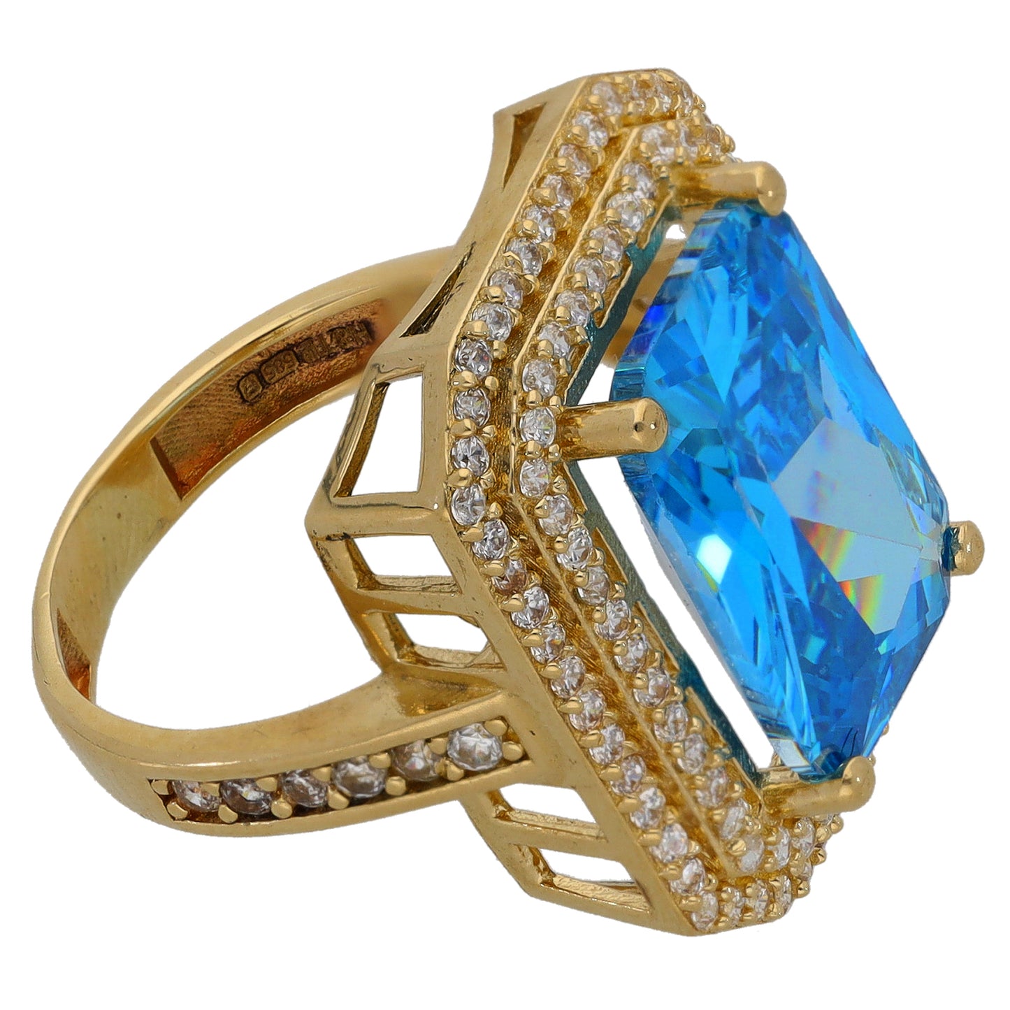 14ct Gold Imitation Gems Dress/Cocktail Ring Size L