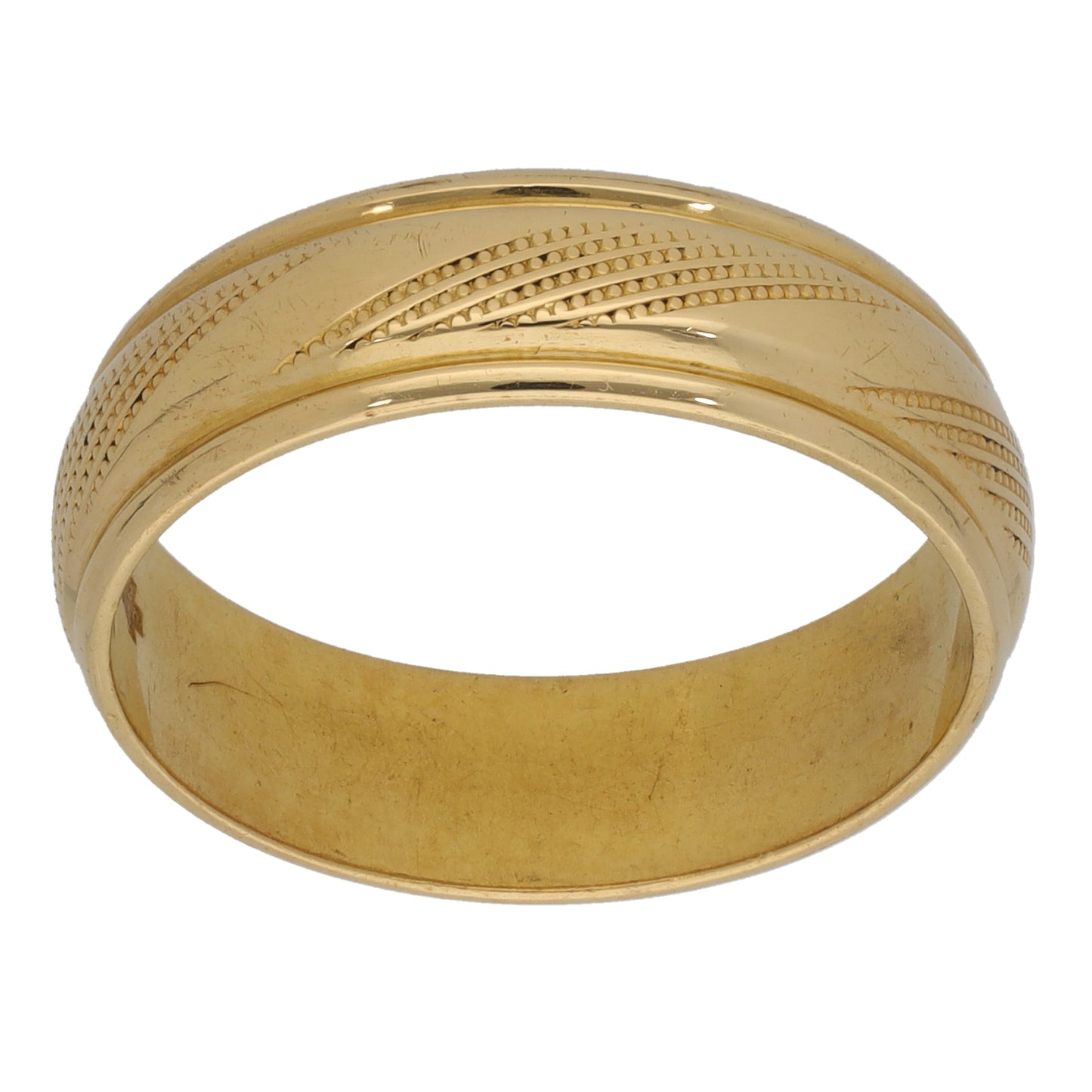 18ct Gold Patterned Wedding Ring Size R