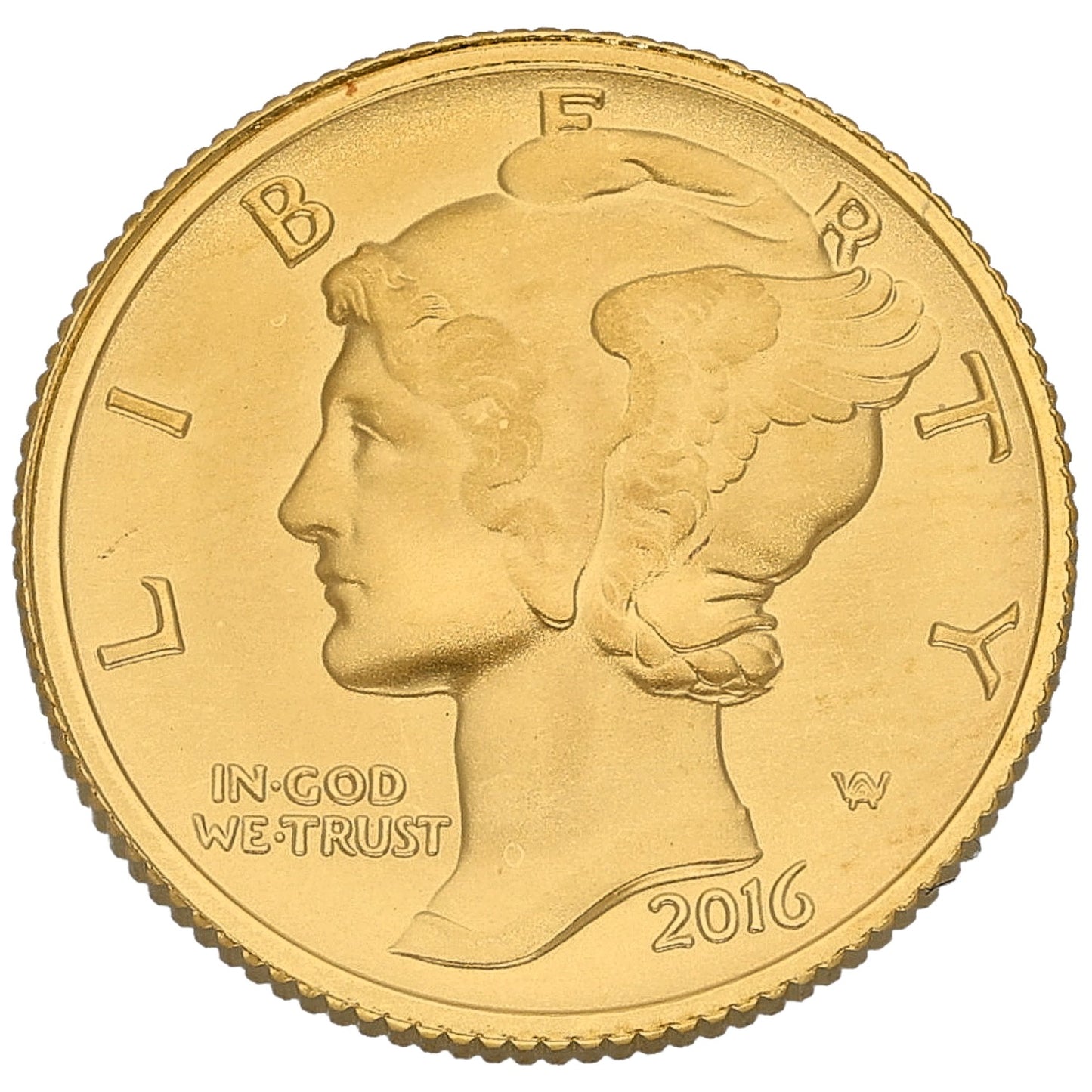 22ct Gold USA Liberty One Dime Coin 2016