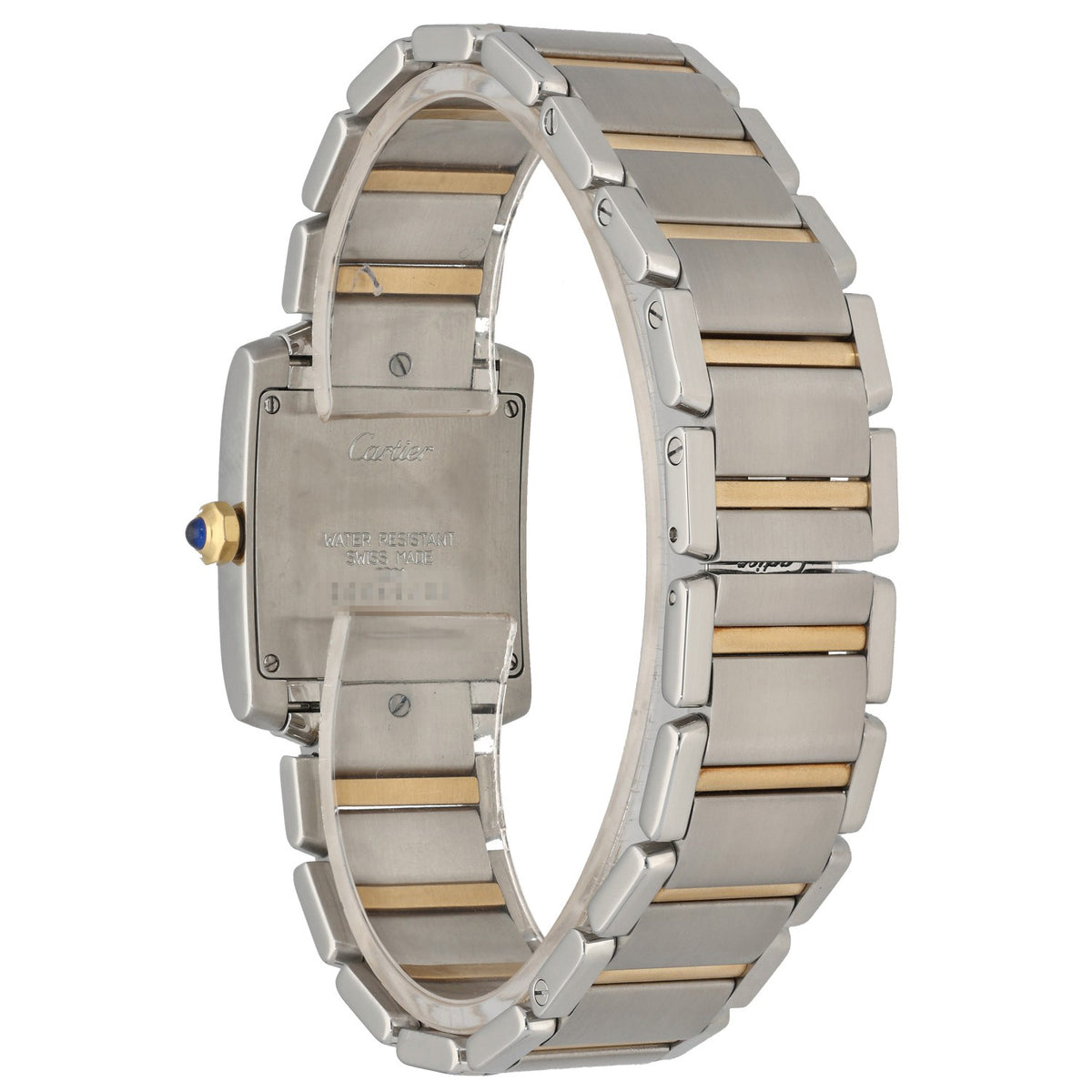 Cartier Tank Francaise W51006Q4, stainless steel and gold case and bracelet, rear angle