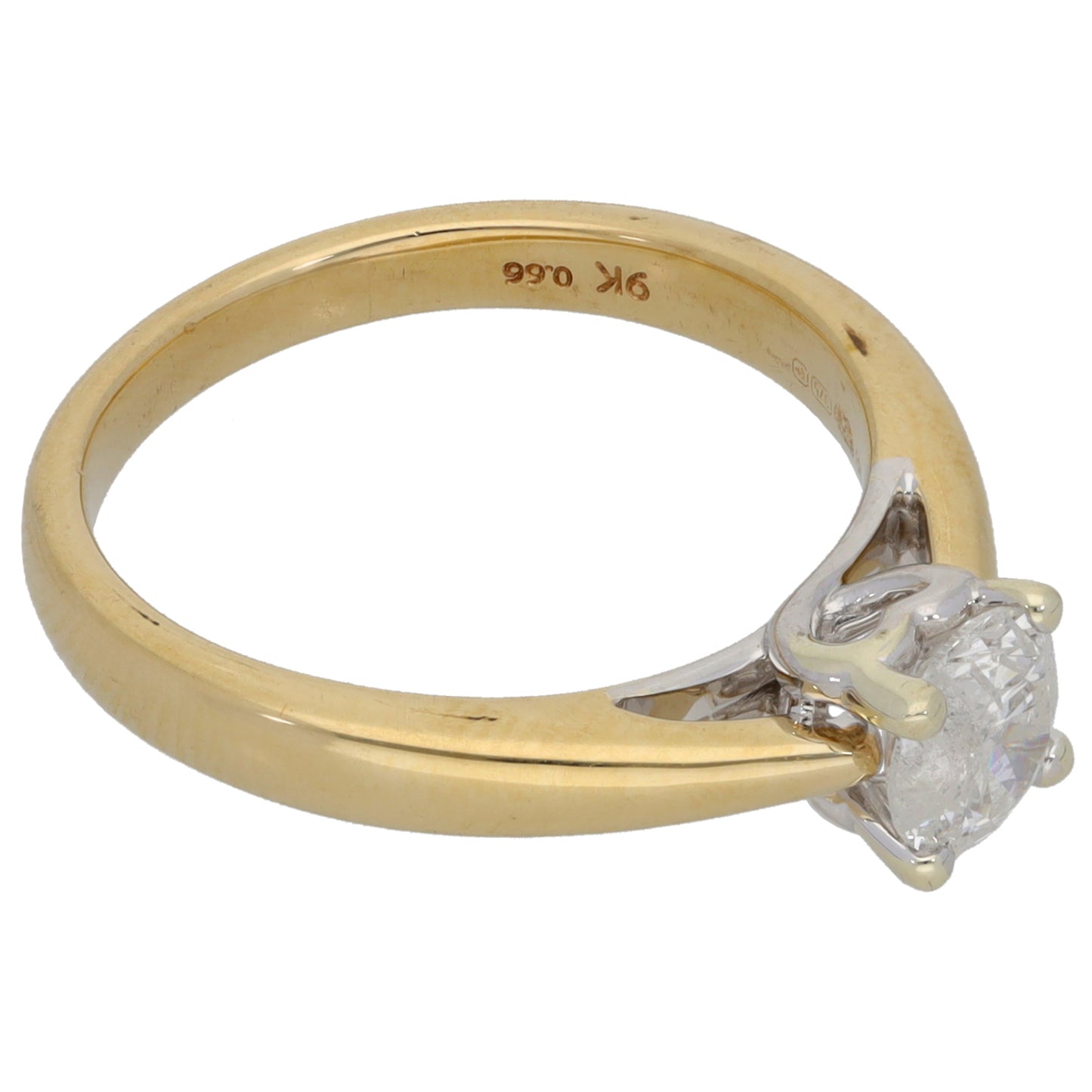 9ct Gold 0.66ct Diamond Solitaire Ring Size M