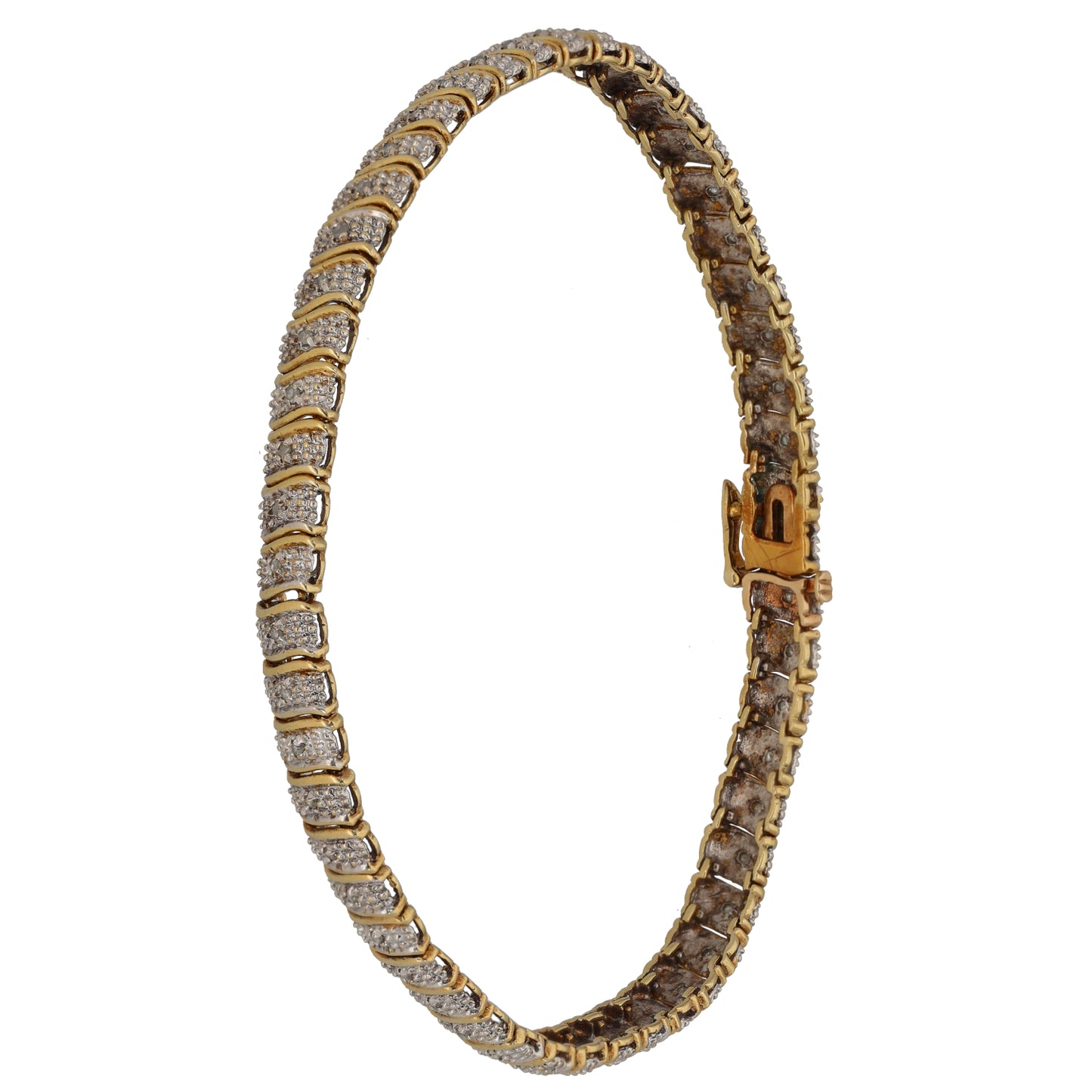 9ct Gold 0.26ct Diamond Fancy Stone Set Bracelet