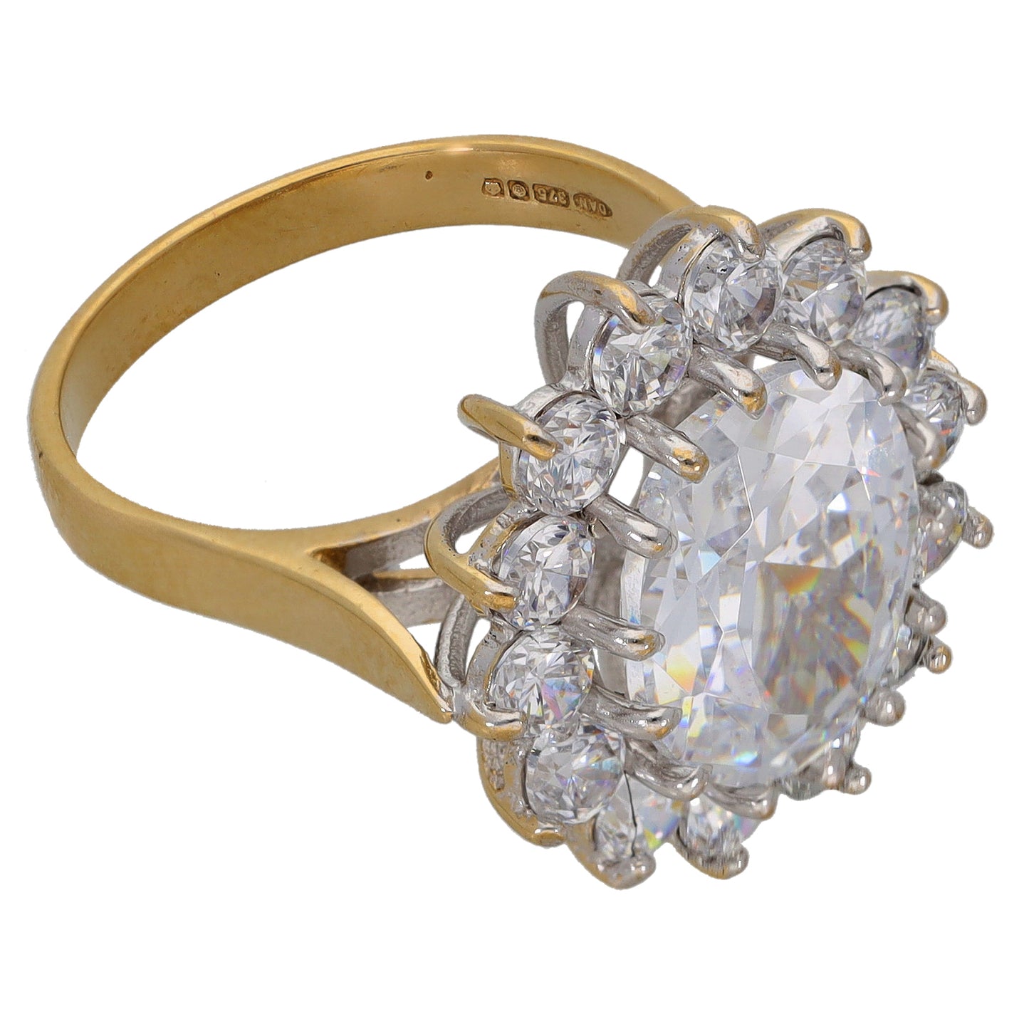 9ct Gold Cubic Zirconia Cluster Ring Size O