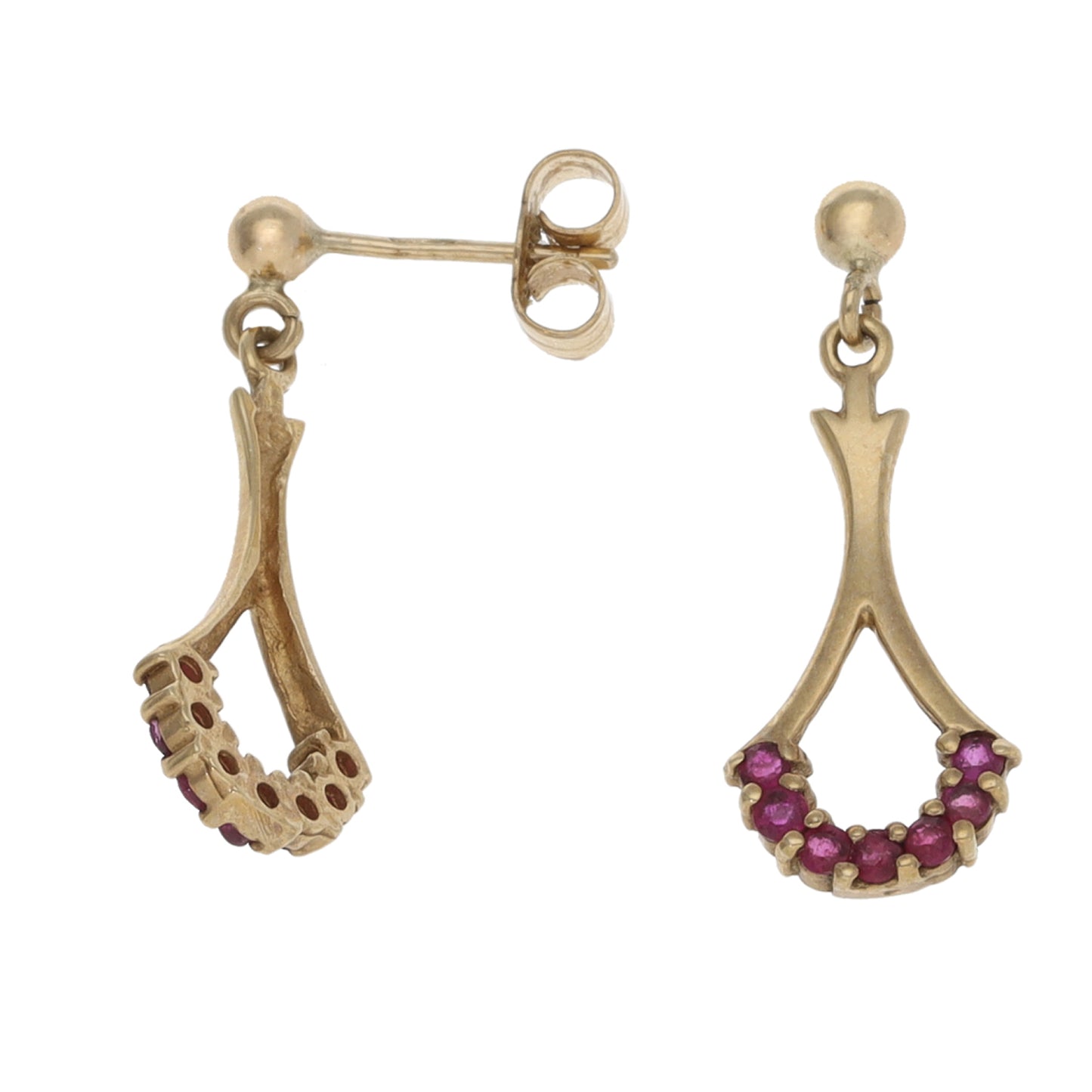 9ct Gold Ruby Drop Earrings