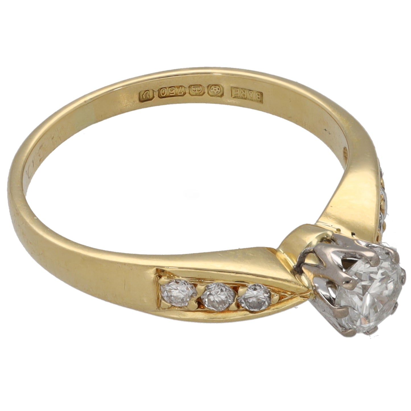 18ct Gold 0.42ct Diamond Solitaire Ring With Accents Size M