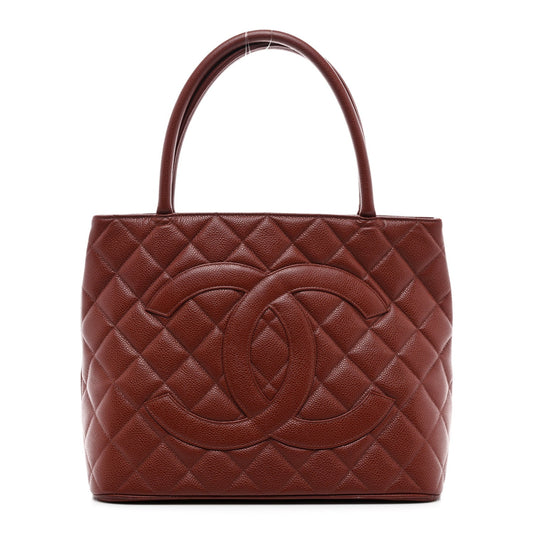 Chanel Medallion Tote Caviar Leather Bag - Red