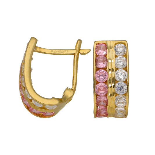 14ct Gold Cubic Zirconia Hoop Earrings