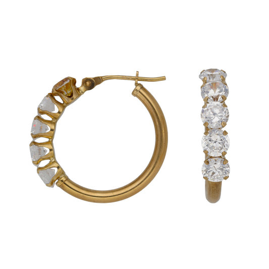 9ct Gold Cubic Zirconia Hoop Earrings