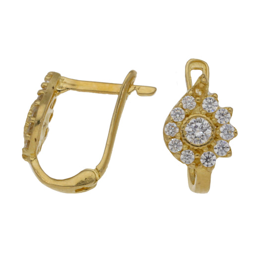 14ct Gold Cubic Zirconia Cluster Earrings