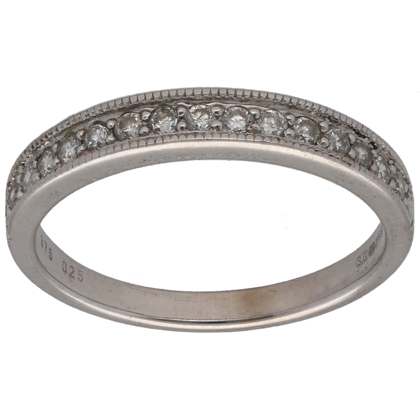 9ct White Gold 0.15ct Diamond Half Eternity Ring Size L