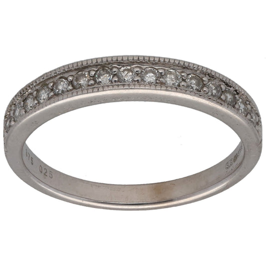 9ct White Gold 0.15ct Diamond Half Eternity Ring Size L