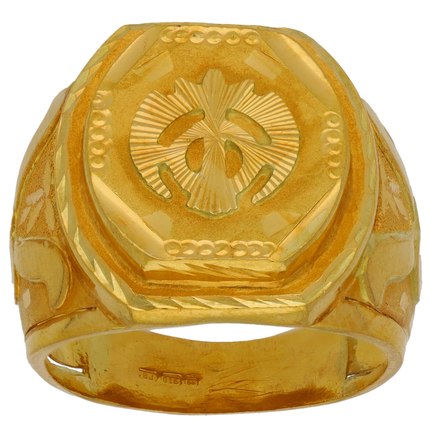 22ct Gold Patterned Signet Ring Size Q