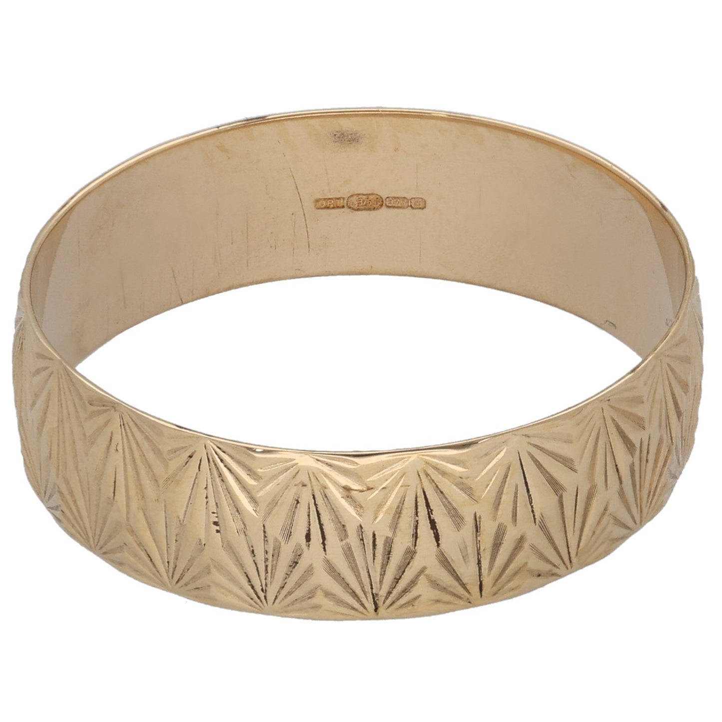 9ct Gold Patterned Wedding Ring Size U