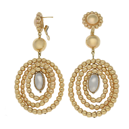 18ct Bi-Colour Gold Drop Earrings