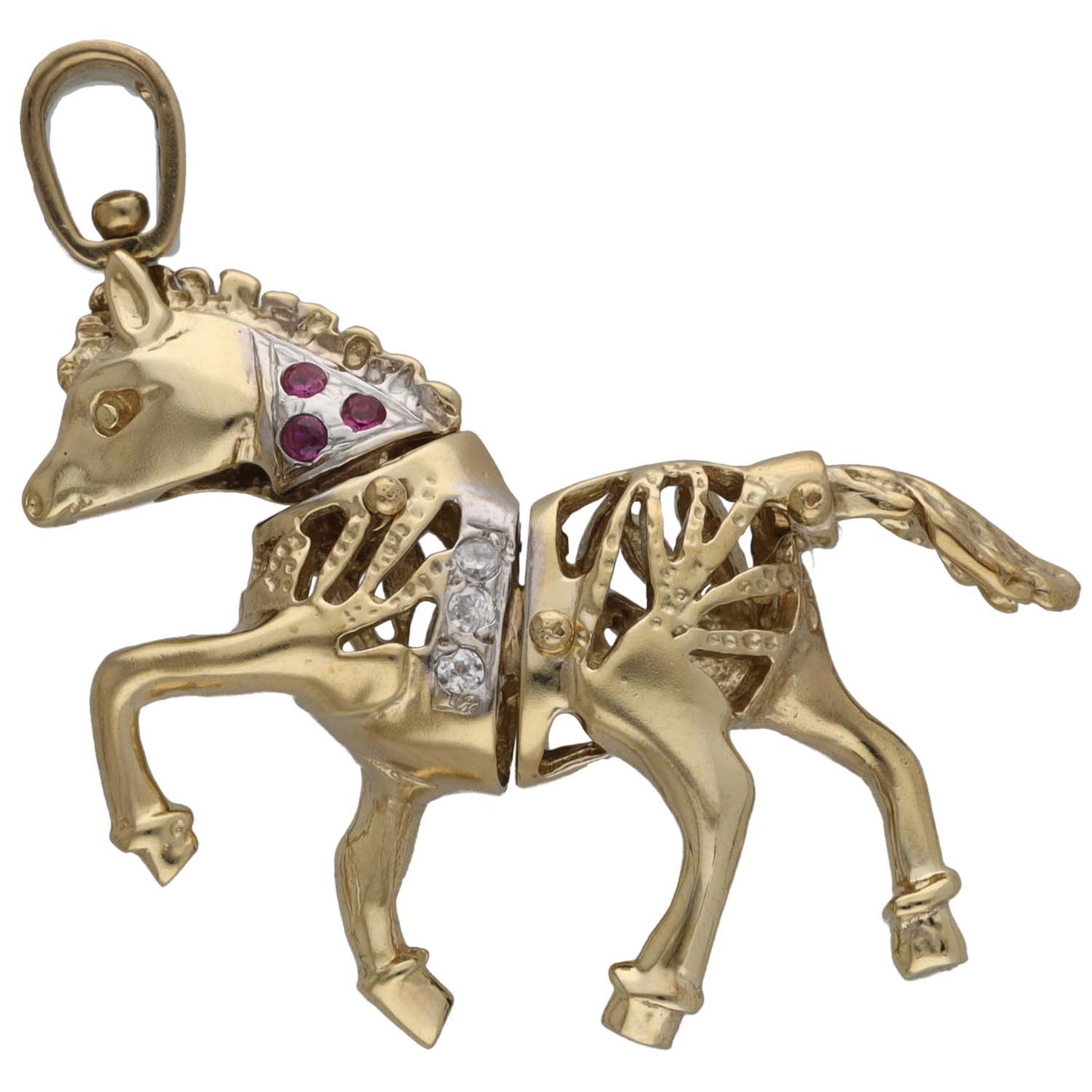 9ct Gold Imitation Gems Horse Pendant