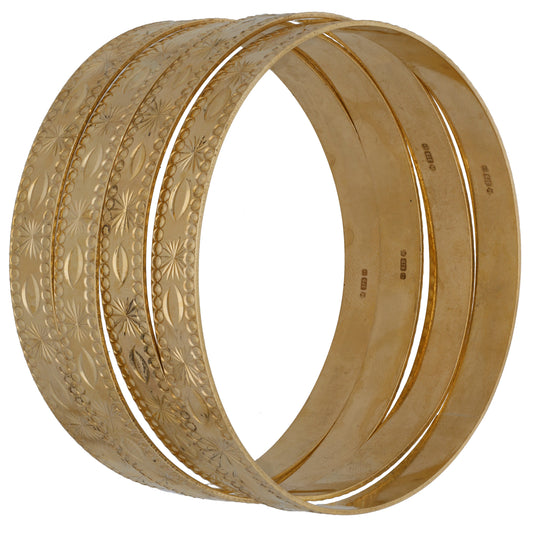 9ct Gold Set of Patterned Bangles