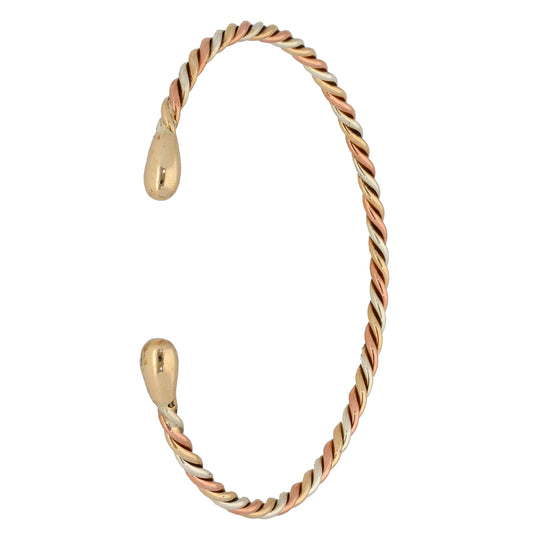 9ct Tricolour Gold Torque Bangle