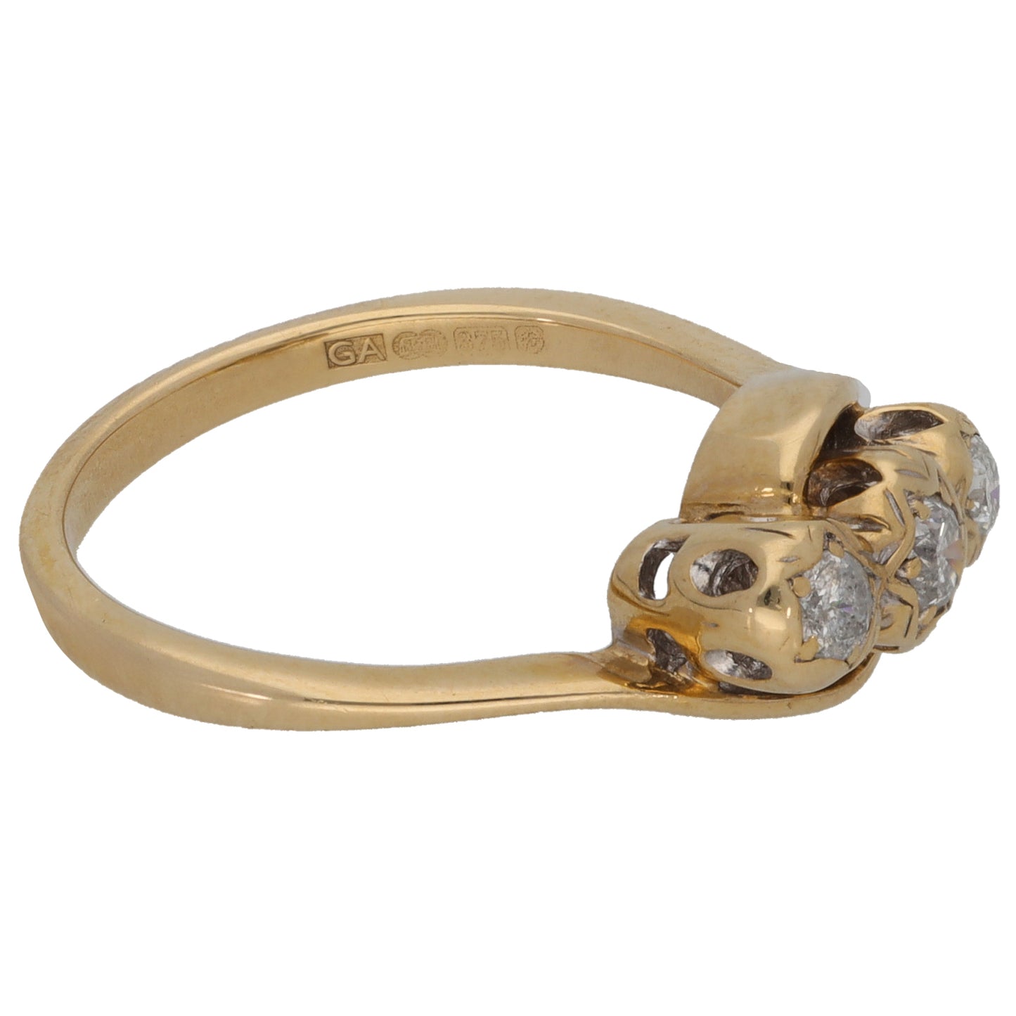 9ct Gold 0.25ct Diamond Trilogy Ring Size M