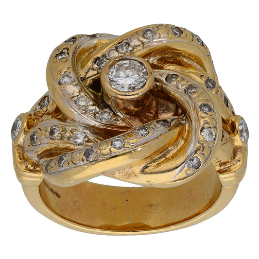 9ct Gold 1.07ct Diamond Knot Ring Size W