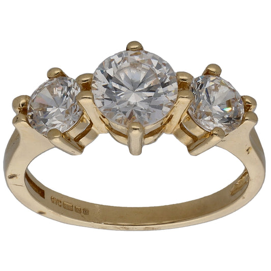 14ct Gold Cubic Zirconia Trilogy Ring Size K