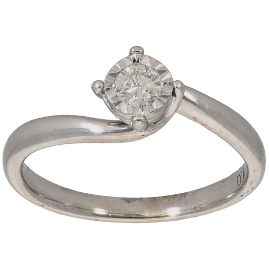 9ct White Gold 0.17ct Diamond Solitaire Ring Size N