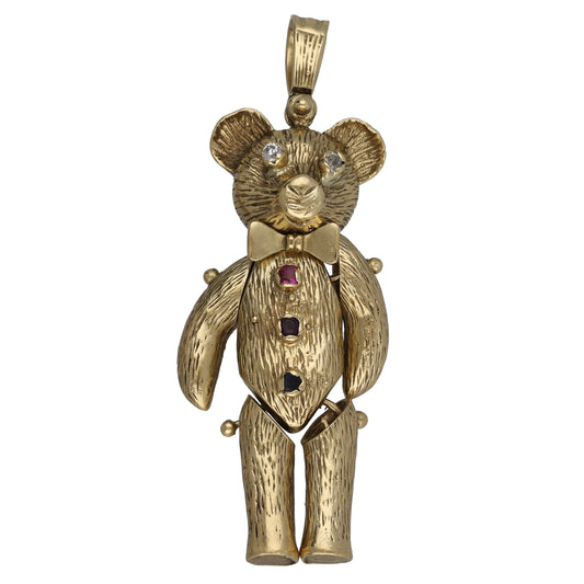 9ct Gold Imitation Gems Teddy Bear Pendant