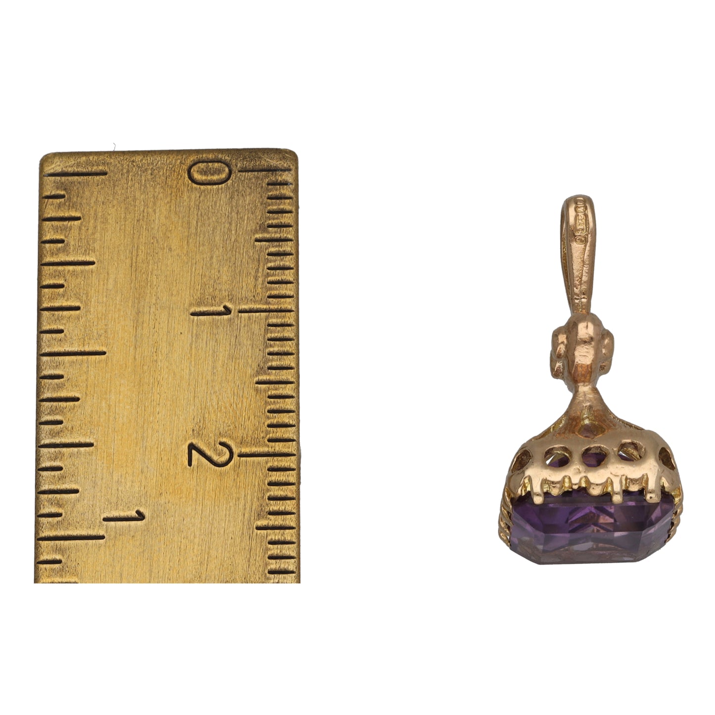 9ct Gold Amethyst Fob Pendant